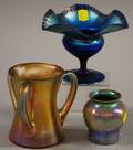 Three Louis C Tiffany Favrile Art Glass Items