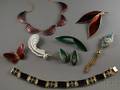 Group of Mostly Norwegian Guilloche Enamel and Sterling Silver Jewelry