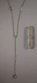 Art Deco 14kt White Gold and Diamond Bar Pin