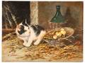 Eduardo Cerrone Kitten and Chicks Signed Oil