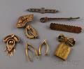 Eight Antique Gold and Goldfilled Brooches