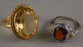 Two 14kt Gold and Citrine Rings