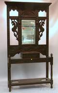 Jacobeanstyle Carved Oak and Mirrored Hall Tree