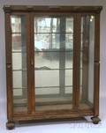 Neoclassicalstyle Carved Oak Glass and Mirroredback Display Cabinet
