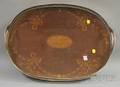 Georgianstyle Silver Plated and Inlaid Mahogany Tray