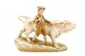 Royal Dux Porcelain Figural Group Boy with Bull