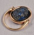 Art Nouveau 14kt Gold and Labradorite Cameo Swivel Ring