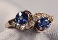 Antique 14kt Gold Sapphire and Diamond Bypass Ring