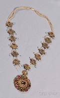 Antique 22kt Gold Enamel and Gemset Necklace India