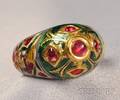 18kt Gold Enamel and Ruby Ring