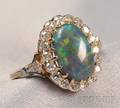 18kt Gold Black Opal and Diamond Ring