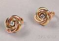 14kt Bicolor Gold and Diamond Earclips