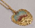 14kt Gold and Pliqueajour Enamel Pendant