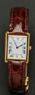 18kt Gold Tank Wristwatch Cartier Paris
