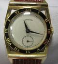Art Deco 14kt Gold and Enamel Piping Rock Wristwatch Hamilton