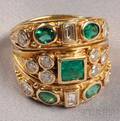 18kt Gold Emerald and Diamond Ring