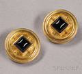 18kt Gold and Onyx Earclips Elizabeth Locke