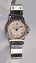 18kt Gold and Stainless Steel Santos Wristwatch Cartier
