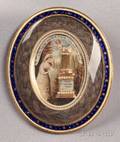 Antique Enamel and Hairwork Memorial Pendant
