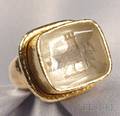 18kt Gold and Rock Crystal Intaglio Ring Elizabeth Locke