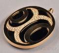 18kt Gold Onyx and Diamond PendantBrooch Bulgari