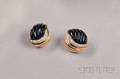 14kt Gold Onyx and Diamond Earclips