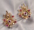 18kt Gold Ruby and Diamond Earrings