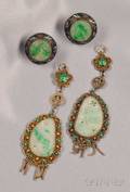 Two Pairs of Jadeite and Enamel Jewelry Items