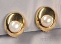 18kt Gold and Cultured Pearl Earclips