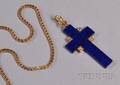 Antique Lapis and Diamond Pendant Cross