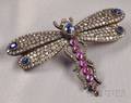 Antique Gemset Butterfly Brooch France