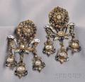 Antique Pearl and Enamel Girandole Earpendants