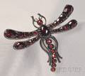 Garnet Dragonfly Brooch