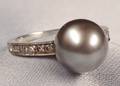 Art Deco Platinum and Gray Pearl Ring