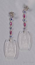 Art Deco Platinum and Rock Crystal Earpendants