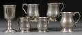 Five Pewter Mugs and a Chalice