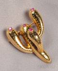 18kt Gold and Ruby Cactus Brooch Tiffany  Co