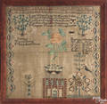 American silk on linen sampler dated 1837 by Margaret Given