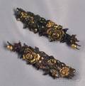 Pair of Shakudo Brooches
