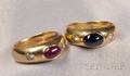 Pair of 18kt Gold Gemset Rings