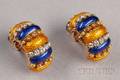 18kt Gold Enamel and Diamond Earclips