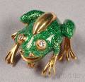 18kt Gold Enamel and Diamond Frog Brooch Tiffany  Co