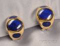18kt Gold and Lapis Earclips