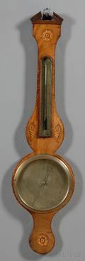 Inlaid Mahogany Veneer Wheel Barometer