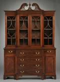 George IIIstyle Carved Glazed Mahogany Breakfront DeskBookcase