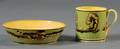 Yellowglazed Mochaware Can and Saucer