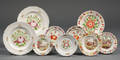 Nine Decorated Pearlware Plates