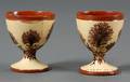 Rare Pair of Mochaware Egg Cups
