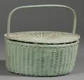 Greenpainted Round Covered Woven Splint Basket
