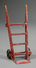 Redpainted Steel and Wood Hand Truck Model